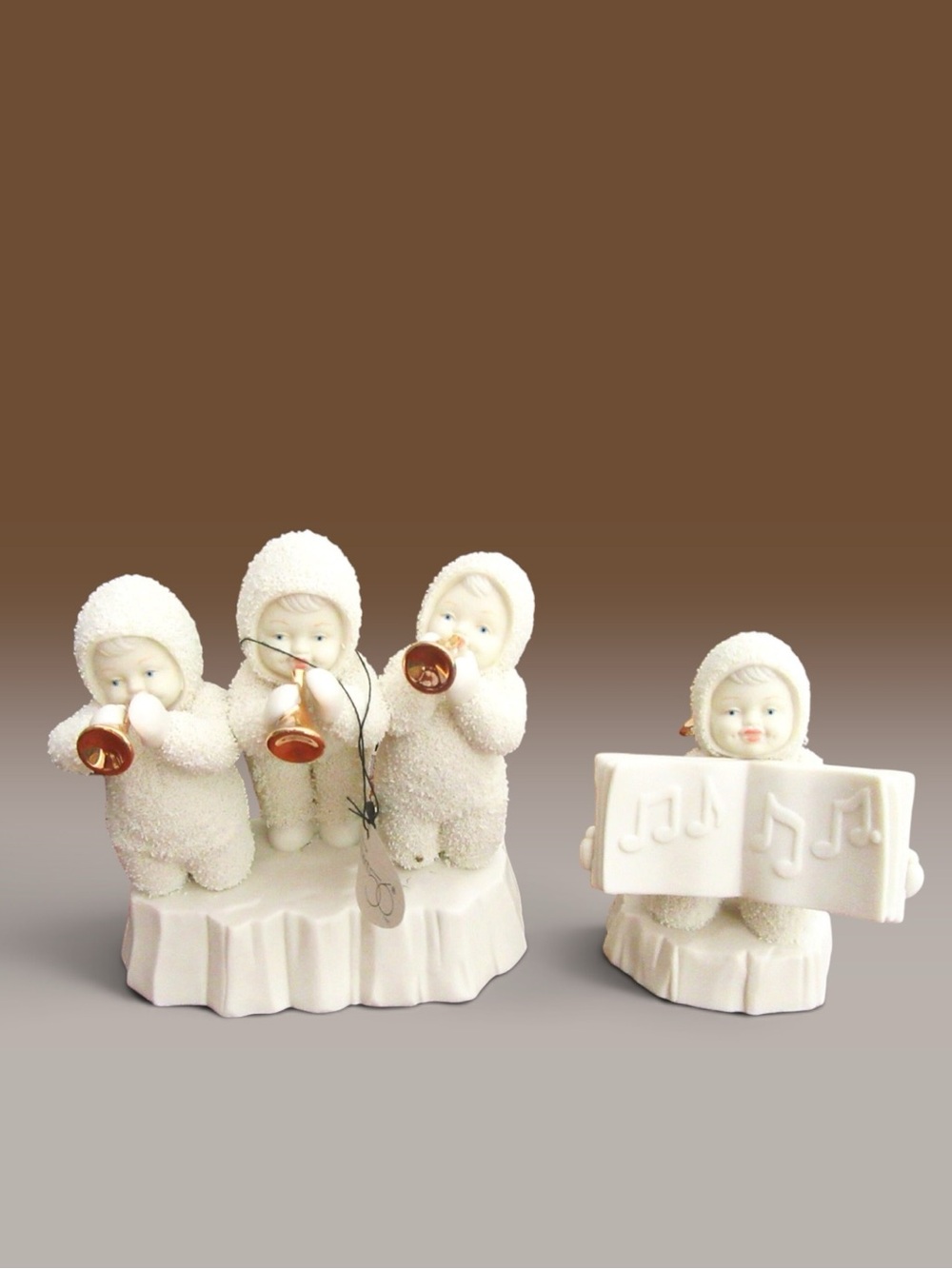 1998 Department 56 Snowbabies Three Tiny Trumpeters Set Of 2 #6888